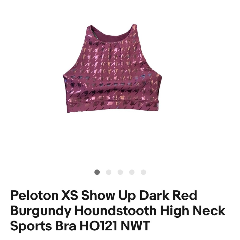 Peloton XS Show Up Dark Red
Burgundy Houndstooth High Neck
Sports Bra HO121 NWT